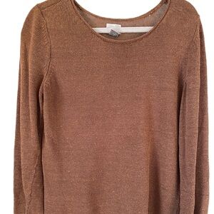 Chicos Women’s Brown Knit Sweater Linen, Size 1